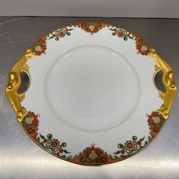 Bernardaud Limoges HANDLED TRAY Handpainted Red - Picture 1 of 6
